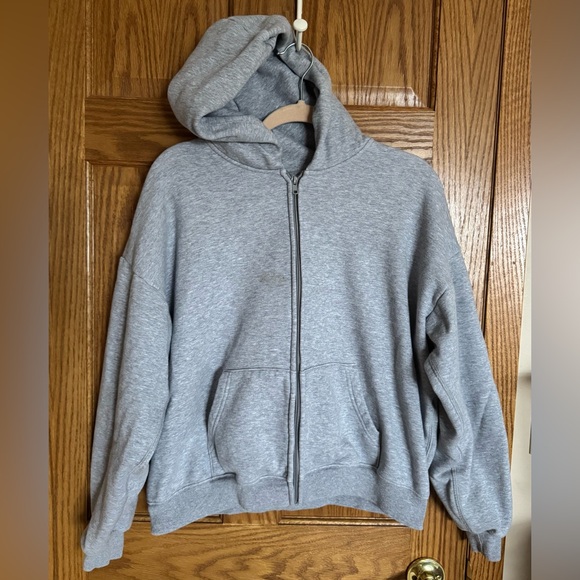 SKIMS Tops - SKIMS Cotton Fleece Classic Zip Up Hoodie | Heather Grey | XL
